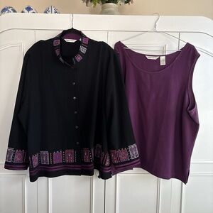 Stylish Black and Purple Women's Blazer Set